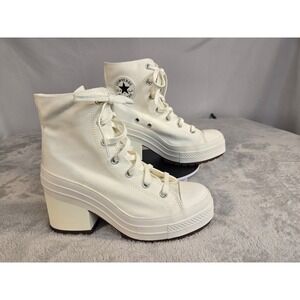 Converse Chuck Taylor All Star GR82 Canvas Platform Heel Boots Egret A05348C 9W